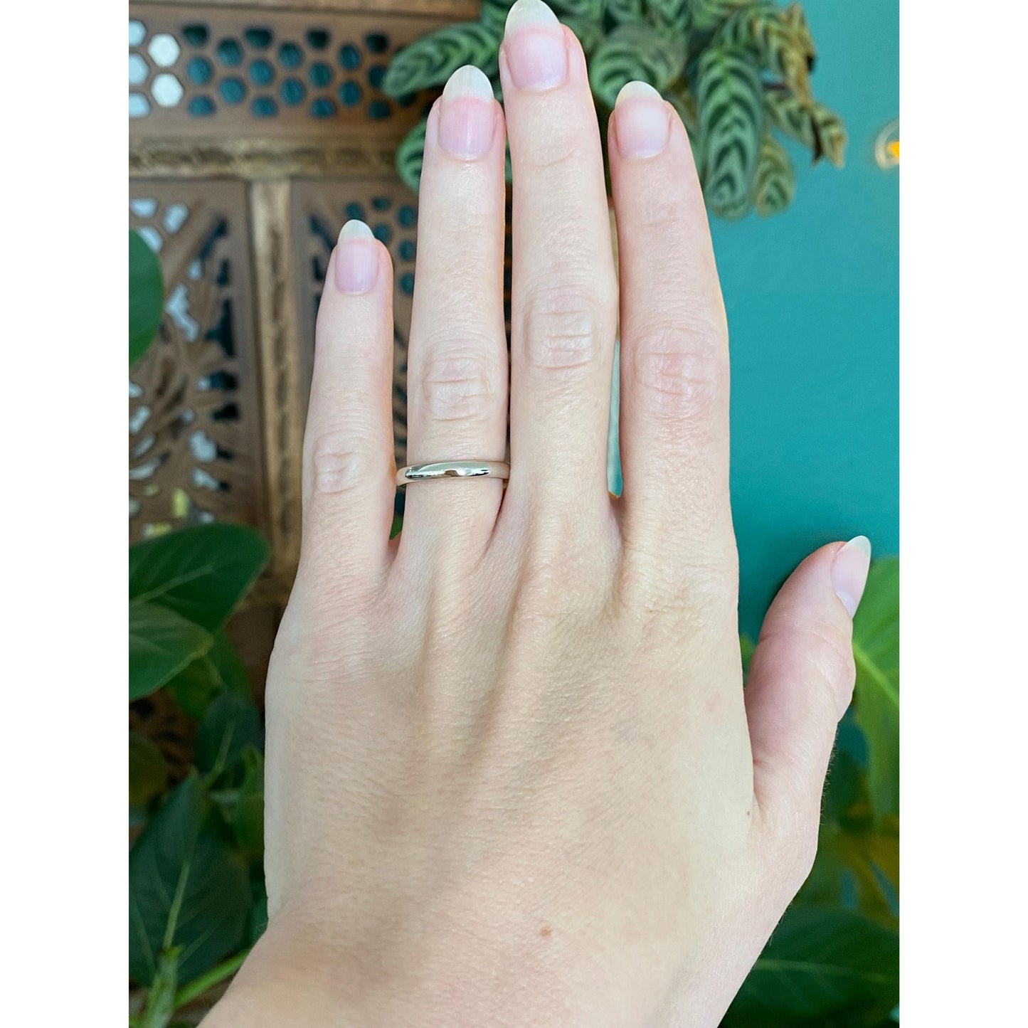 Vintage Solid 14k White Gold Ring Band - Size 5.25