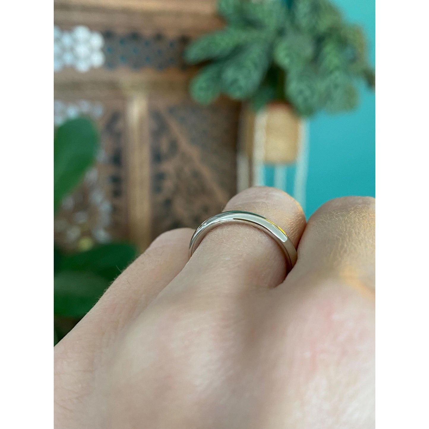 Vintage Solid 14k White Gold Ring Band - Size 5.25