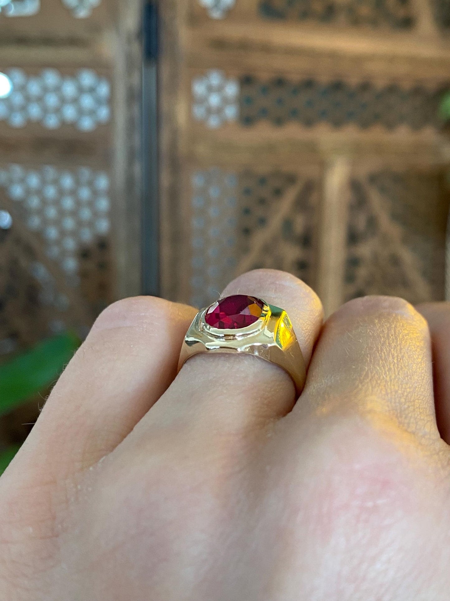 Vintage Solid 14k Yellow Gold Pink Sapphire Ring - Size 4.25