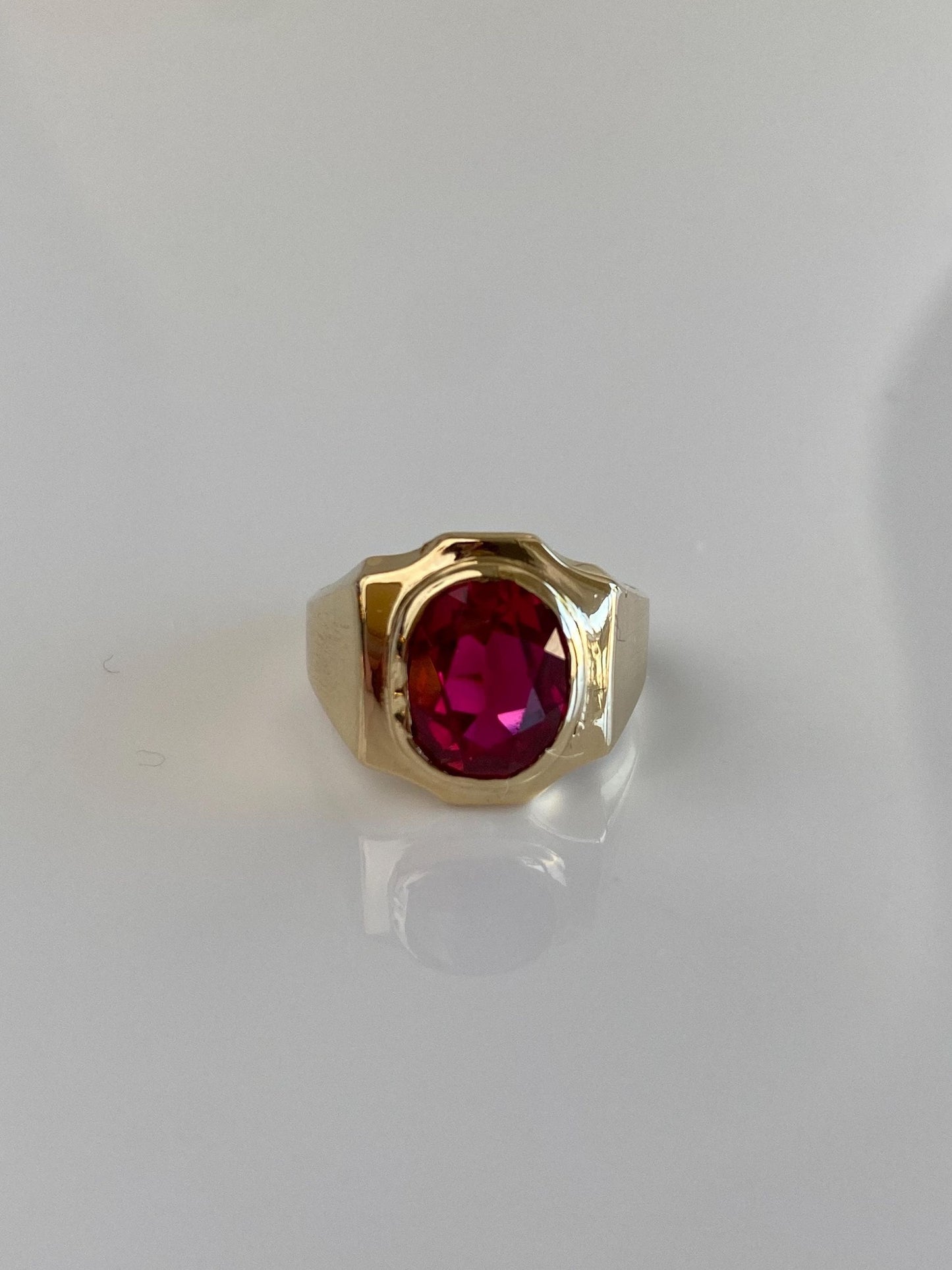 Vintage Solid 14k Yellow Gold Pink Sapphire Ring - Size 4.25