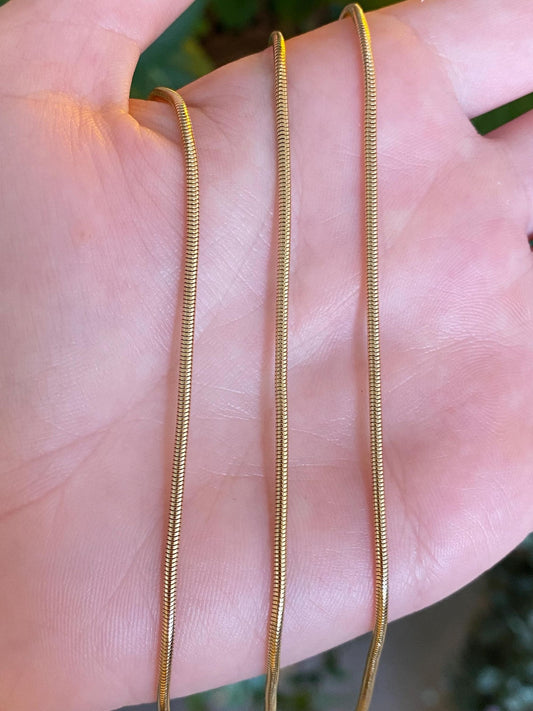 Vintage Solid 14k Yellow Gold Snake Chain Necklace - 20 inches