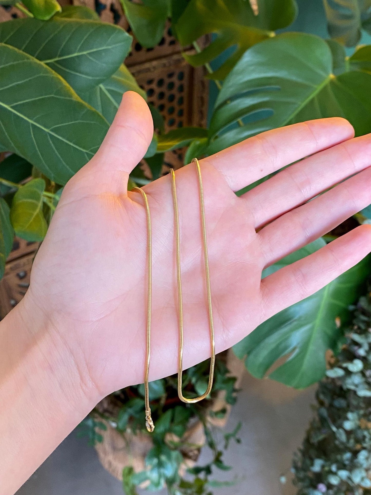 Vintage Solid 14k Yellow Gold Snake Chain Necklace - 20 inches