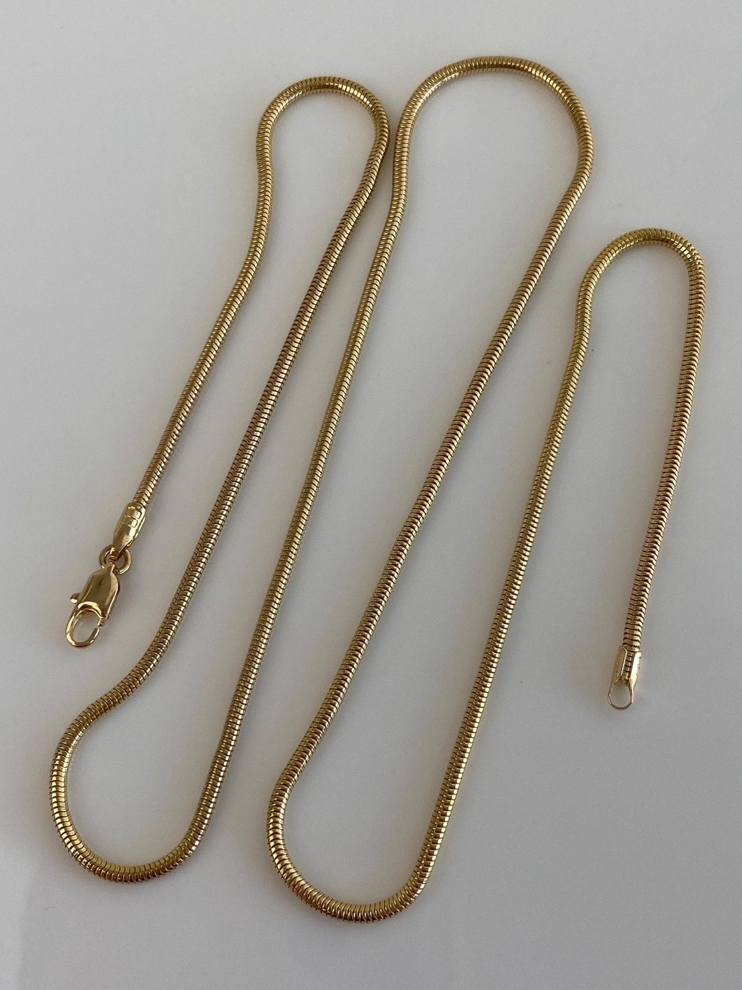 Vintage Solid 14k Yellow Gold Snake Chain Necklace - 20 inches