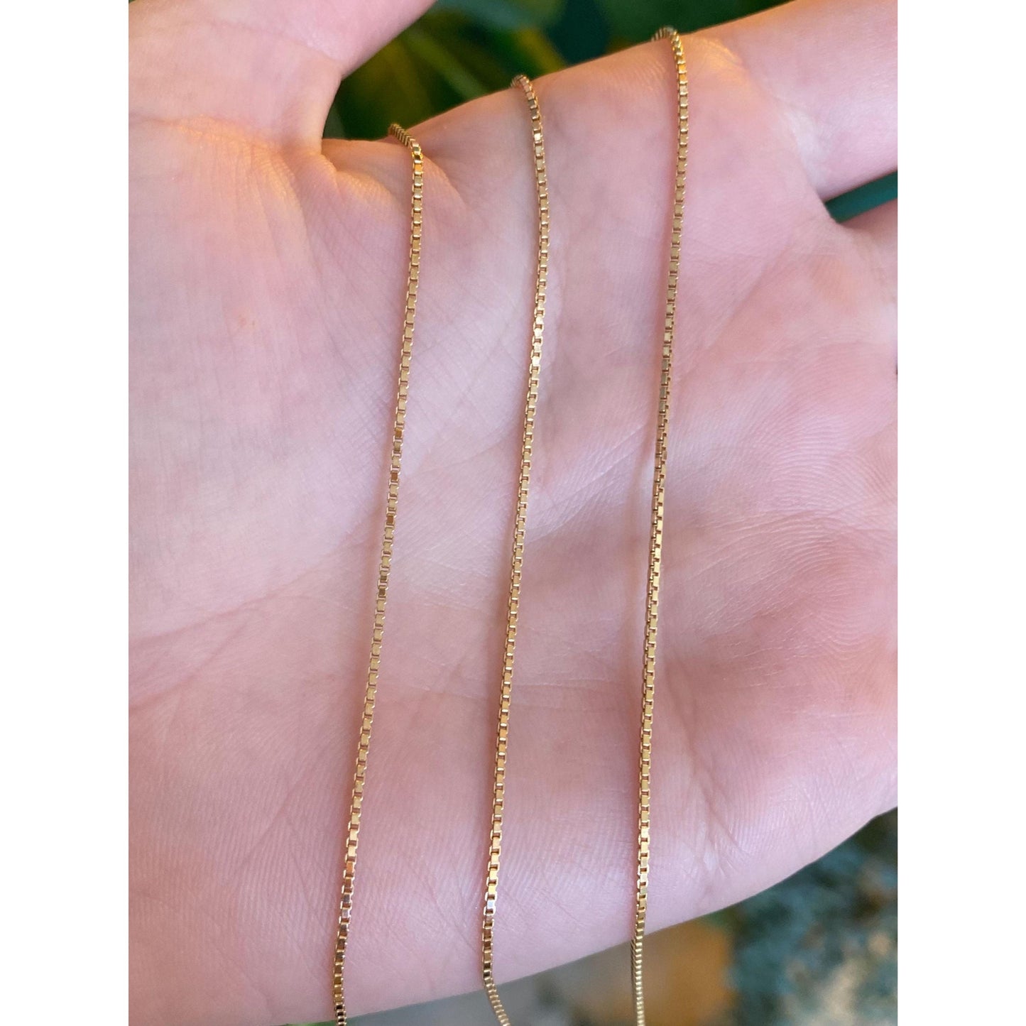 Vintage Solid 14k Yellow Gold Long Box Chain Necklace - 24.5 inches