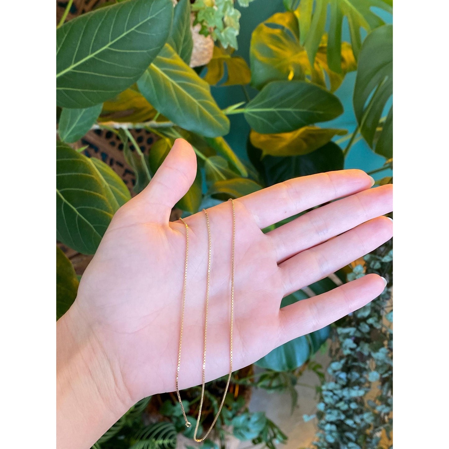 Vintage Solid 14k Yellow Gold Long Box Chain Necklace - 24.5 inches