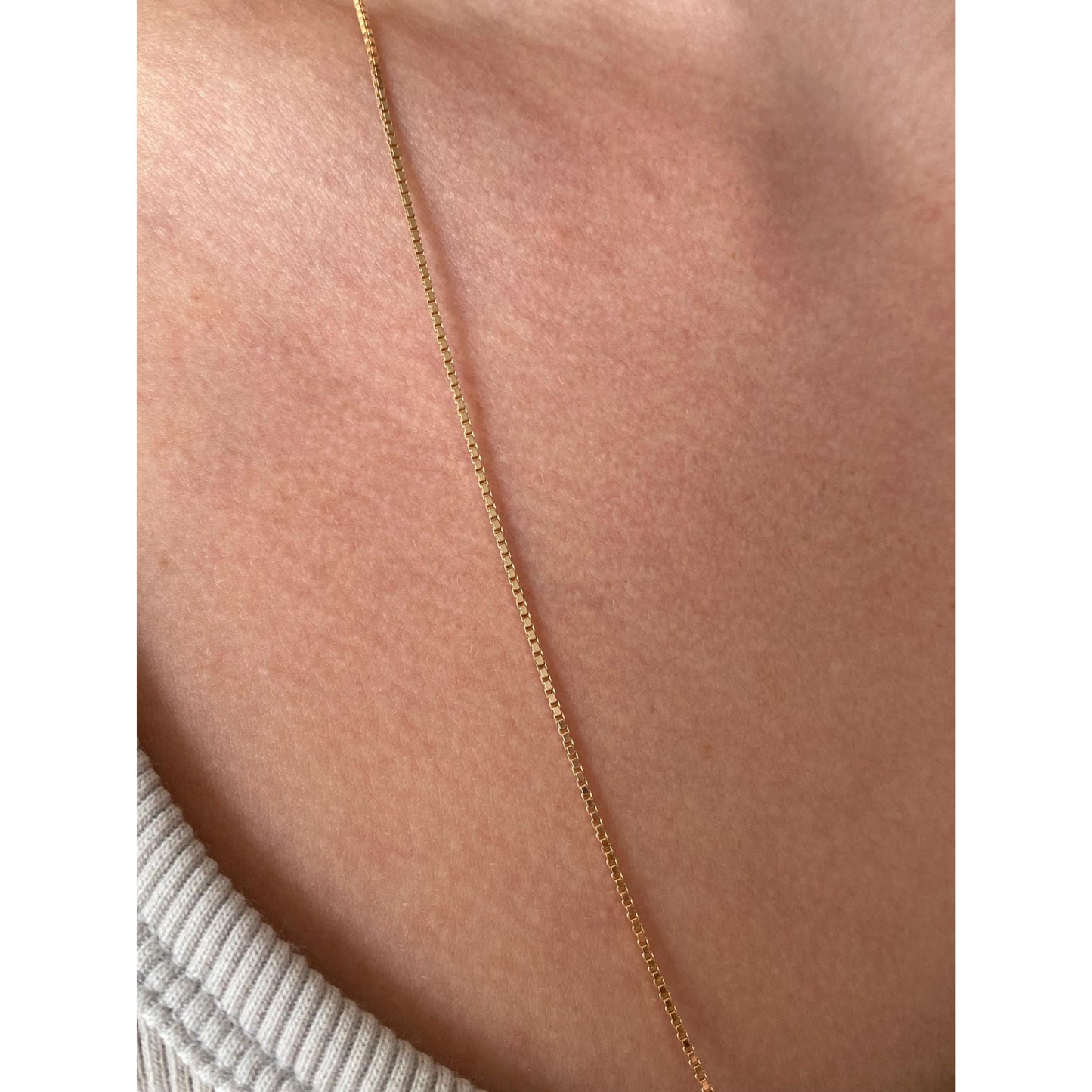 Vintage Solid 14k Yellow Gold Long Box Chain Necklace - 24.5 inches