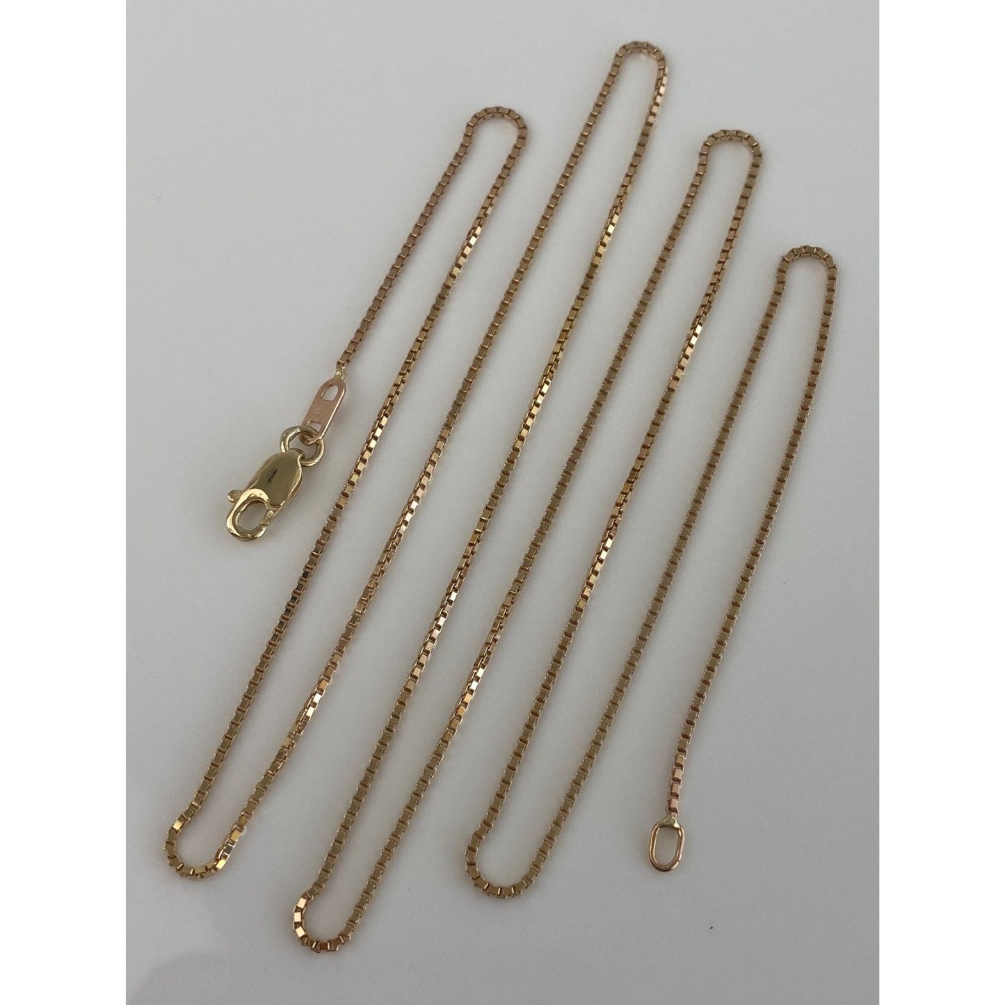 Vintage Solid 14k Yellow Gold Long Box Chain Necklace - 24.5 inches