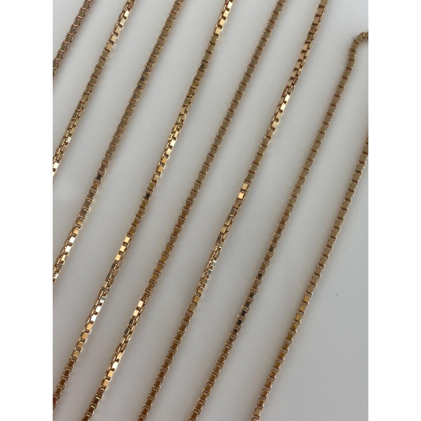 Vintage Solid 14k Yellow Gold Long Box Chain Necklace - 24.5 inches