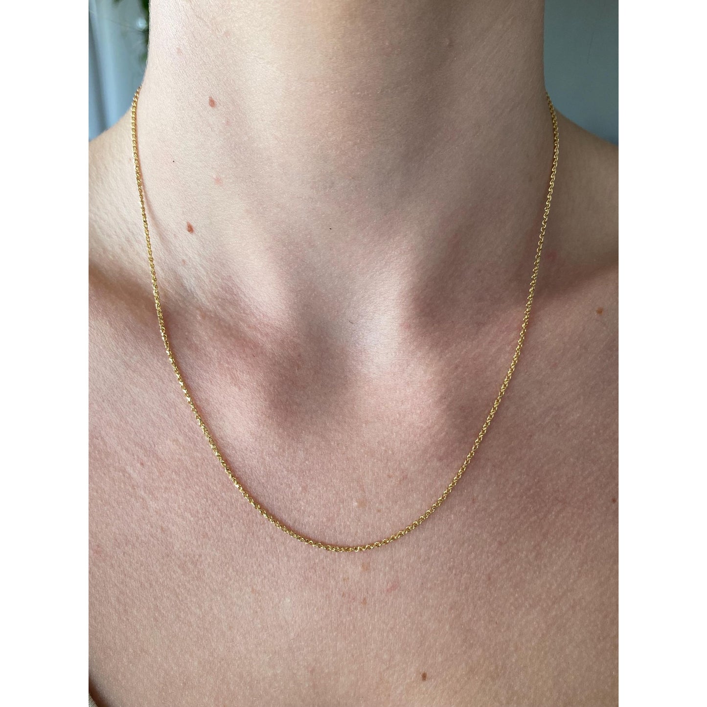 Vintage Solid 14k Yellow Gold Tight Cable Twist Chain Necklace - 18 inches