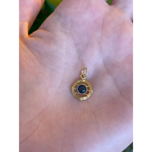 Vintage Solid 10k Yellow Gold Blue Cubic Zirconia Stick Pin Conversion Charm