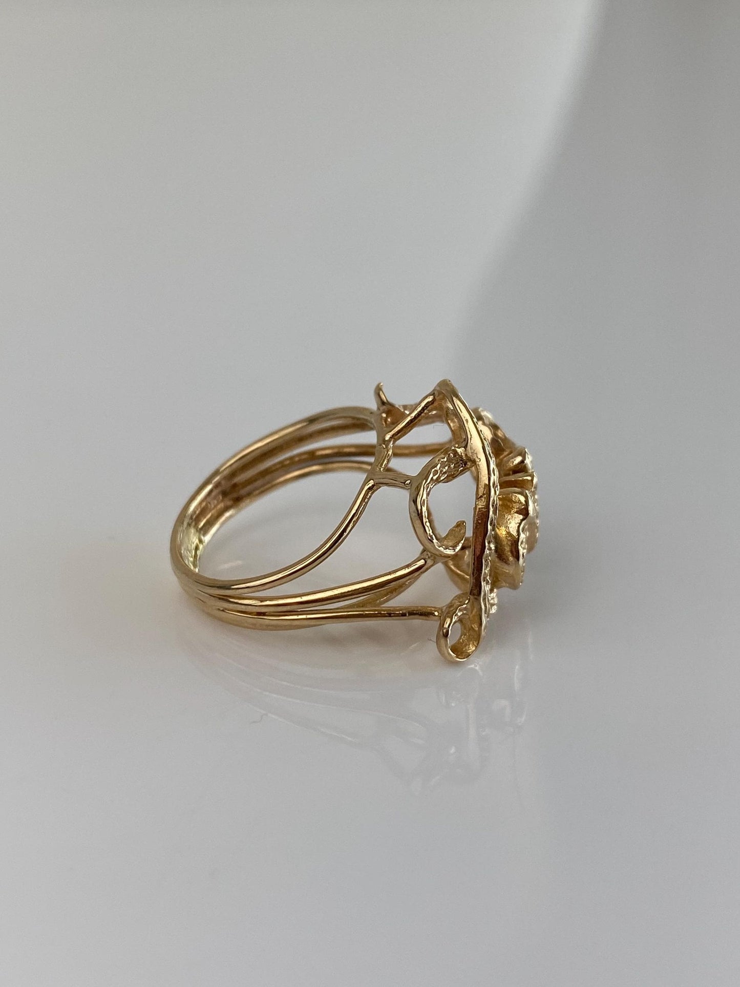 Vintage Solid 14k Yellow Gold Diamond Love Ring - Size 4