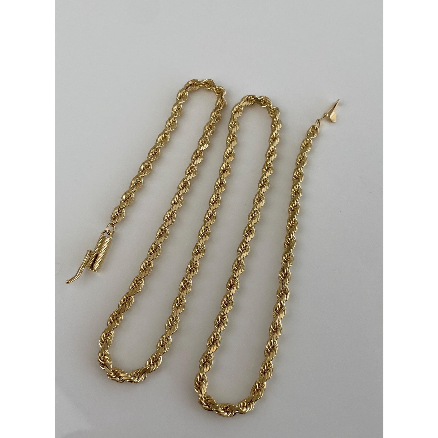 Vintage Solid 14k Yellow Gold Diamond Cut Rope Chain Necklace - 16 inches