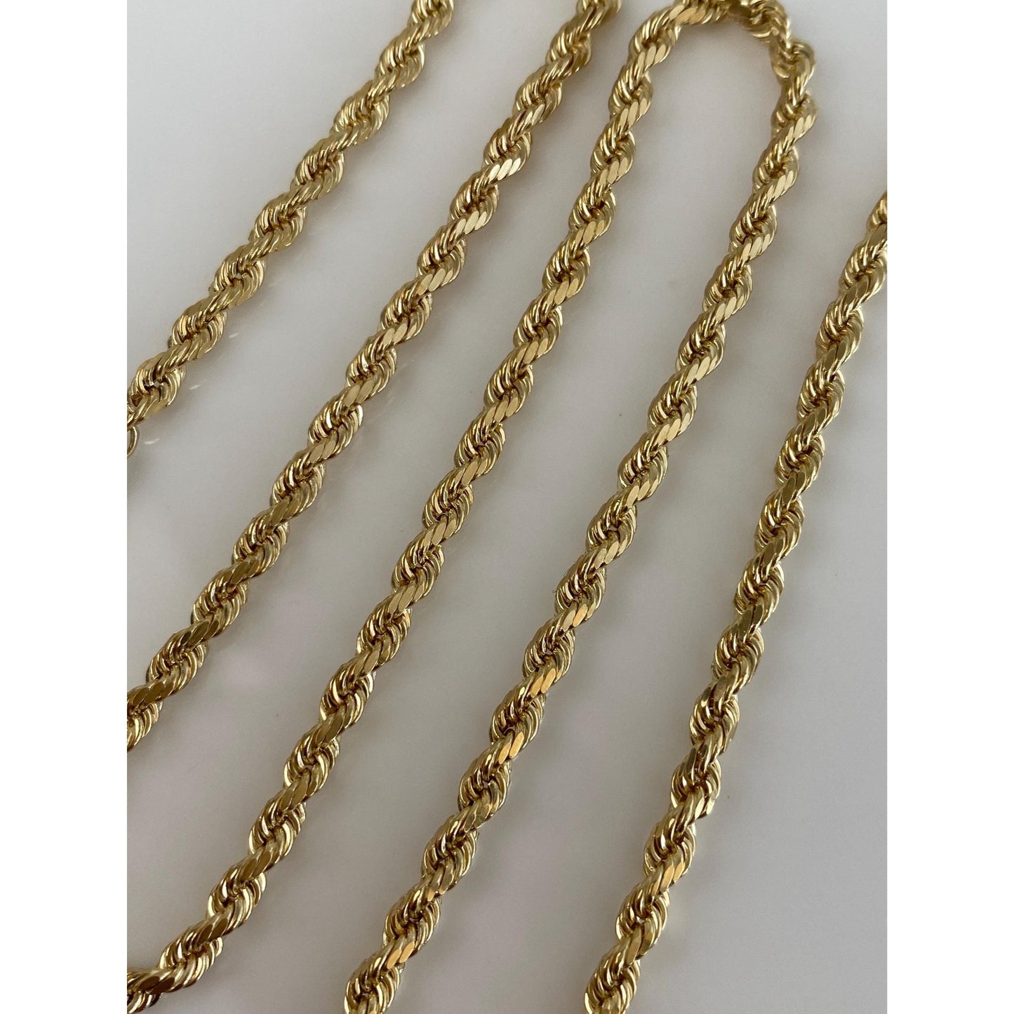 Vintage Solid 14k Yellow Gold Diamond Cut Rope Chain Necklace - 16 inches