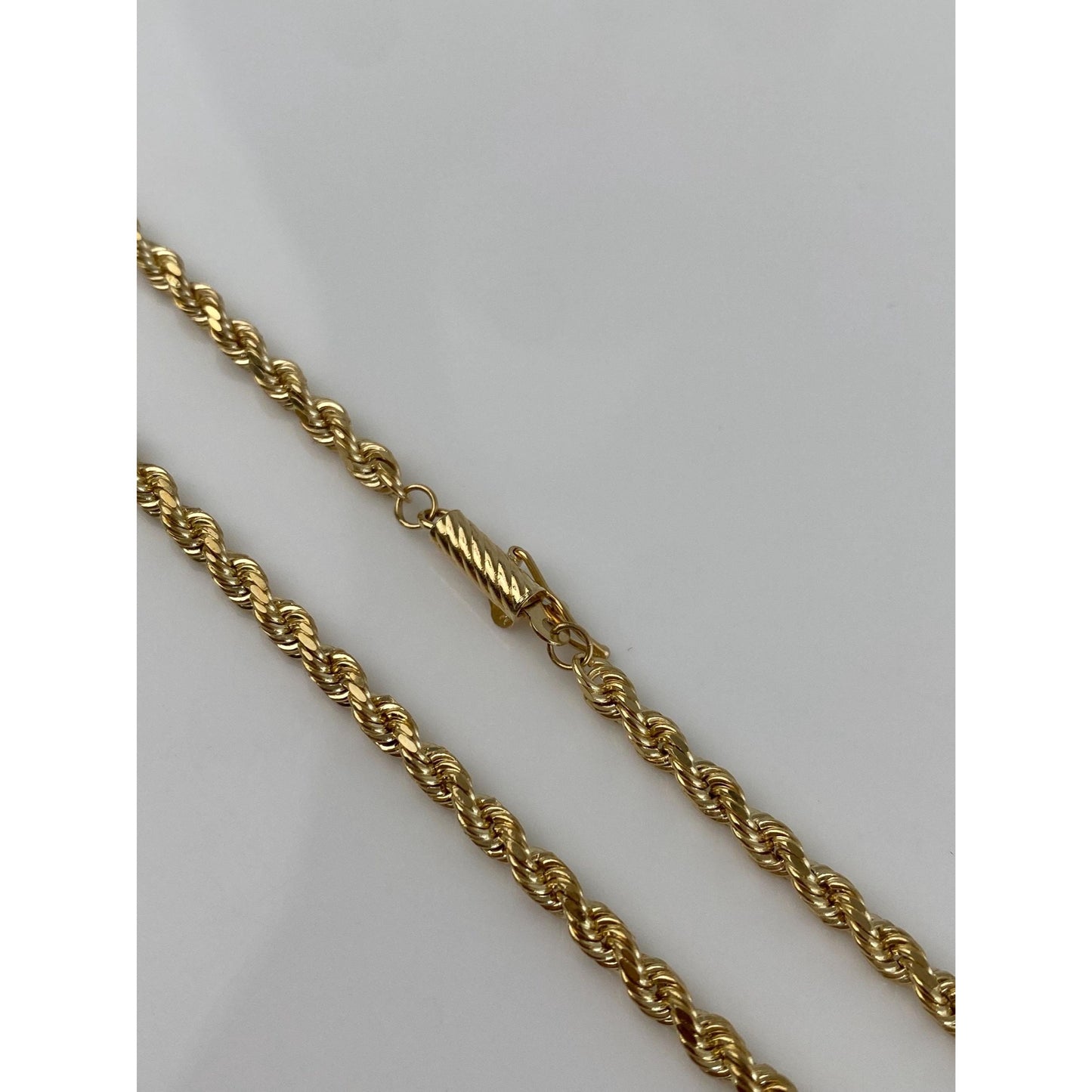 Vintage Solid 14k Yellow Gold Diamond Cut Rope Chain Necklace - 16 inches