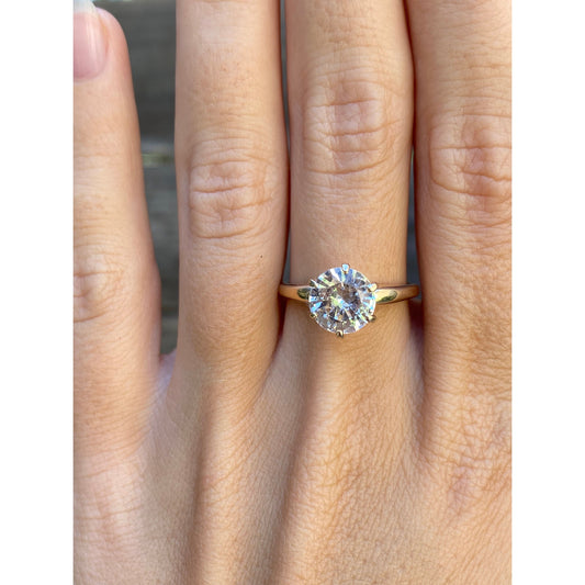 Vintage Solid 14k Yellow Gold Clear Quartz Ring - Size 7.75