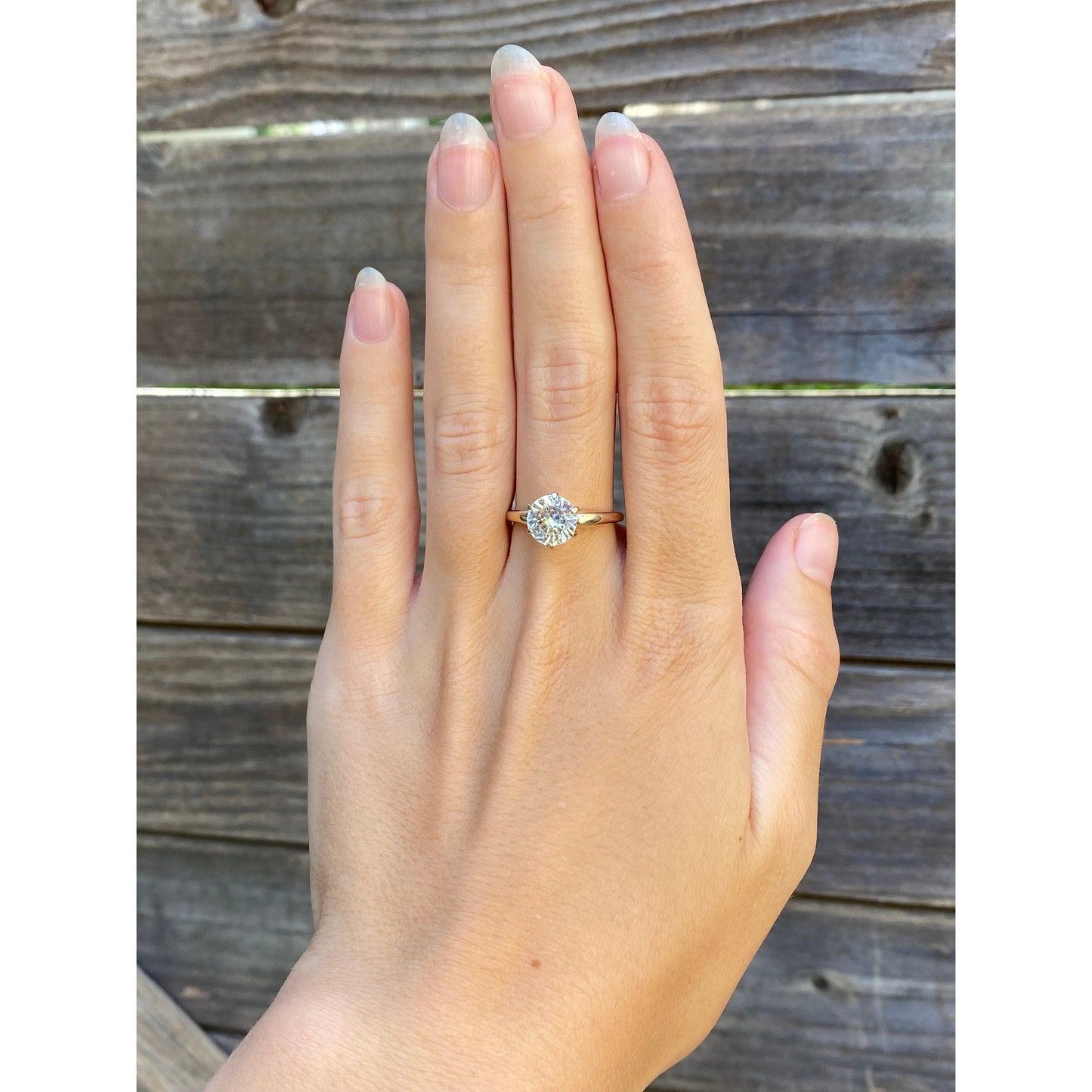 Vintage Solid 14k Yellow Gold Clear Quartz Ring - Size 7.75