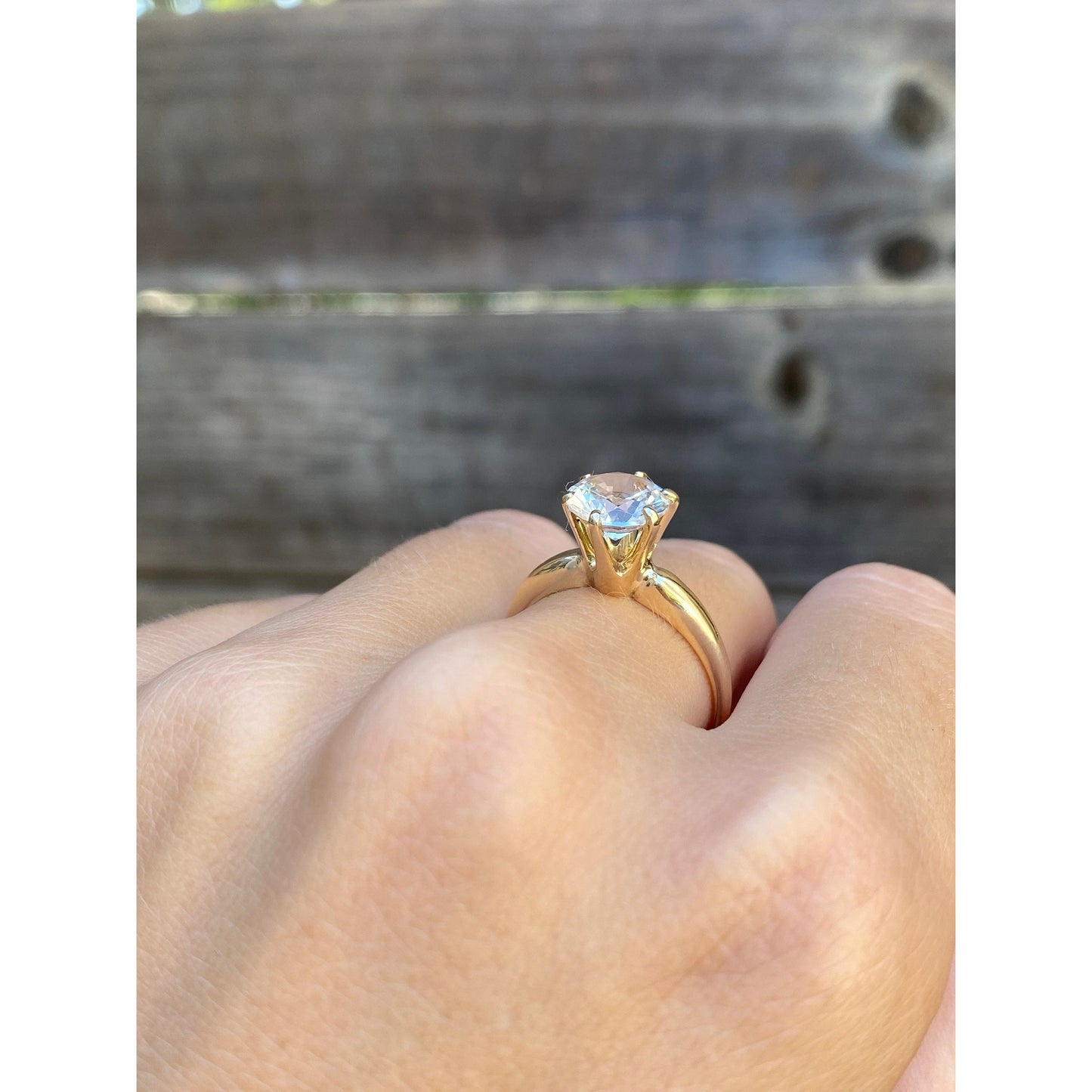 Vintage Solid 14k Yellow Gold Clear Quartz Ring - Size 7.75