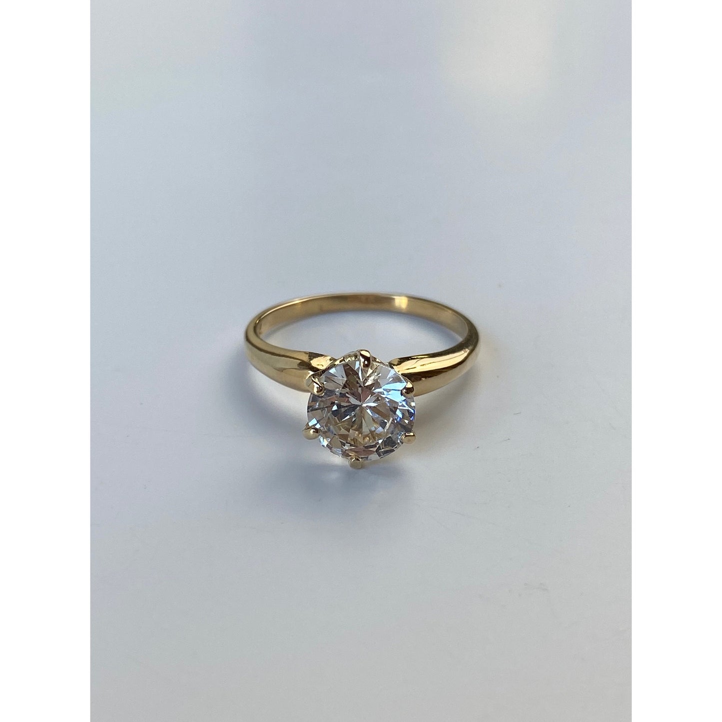 Vintage Solid 14k Yellow Gold Clear Quartz Ring - Size 7.75