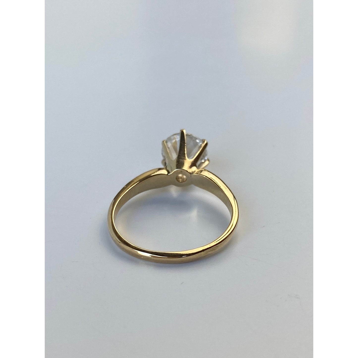 Vintage Solid 14k Yellow Gold Clear Quartz Ring - Size 7.75