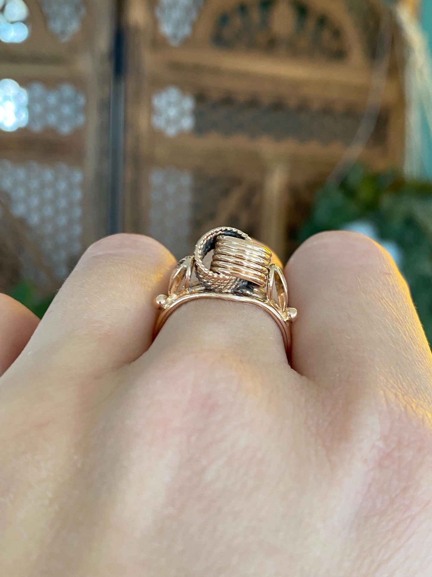 Vintage Solid 14k Rose Gold Knot Style Ring - Size 6.5