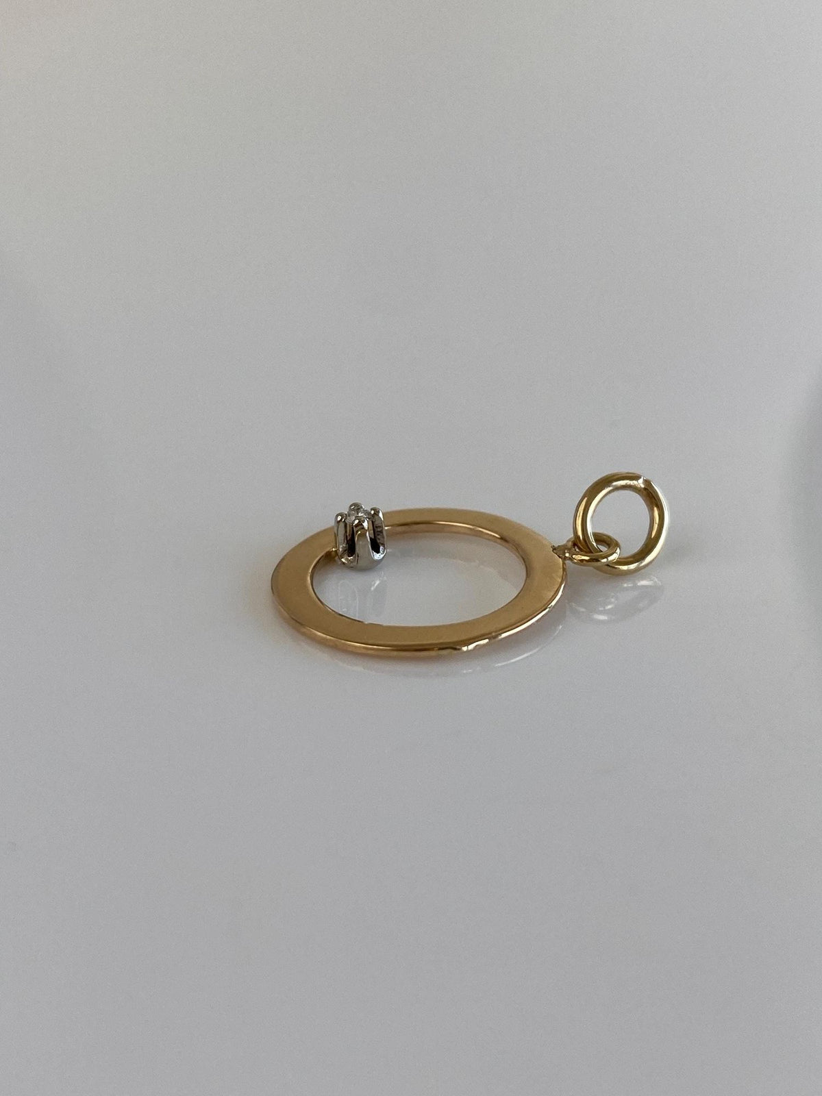 Solid 14k Yellow Gold Diamond Open Circle Charm