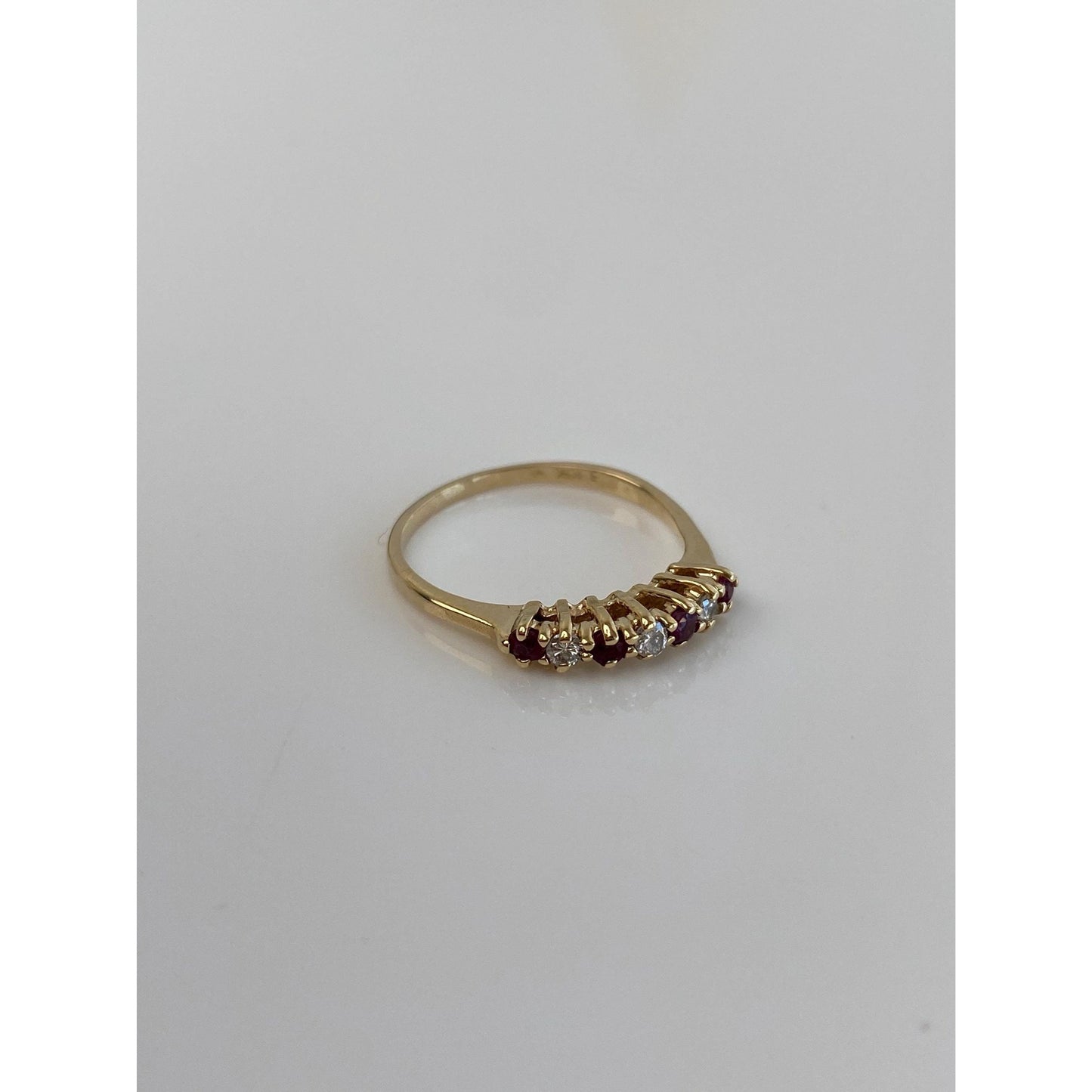 Vintage Solid 10k Yellow Gold Diamond Ruby Ring - Size 5.25