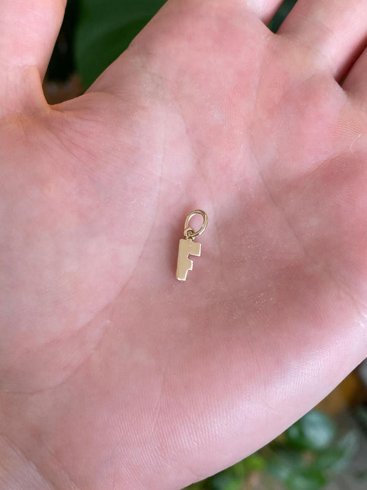 Solid 14k Yellow Gold Initial 'F' Charm