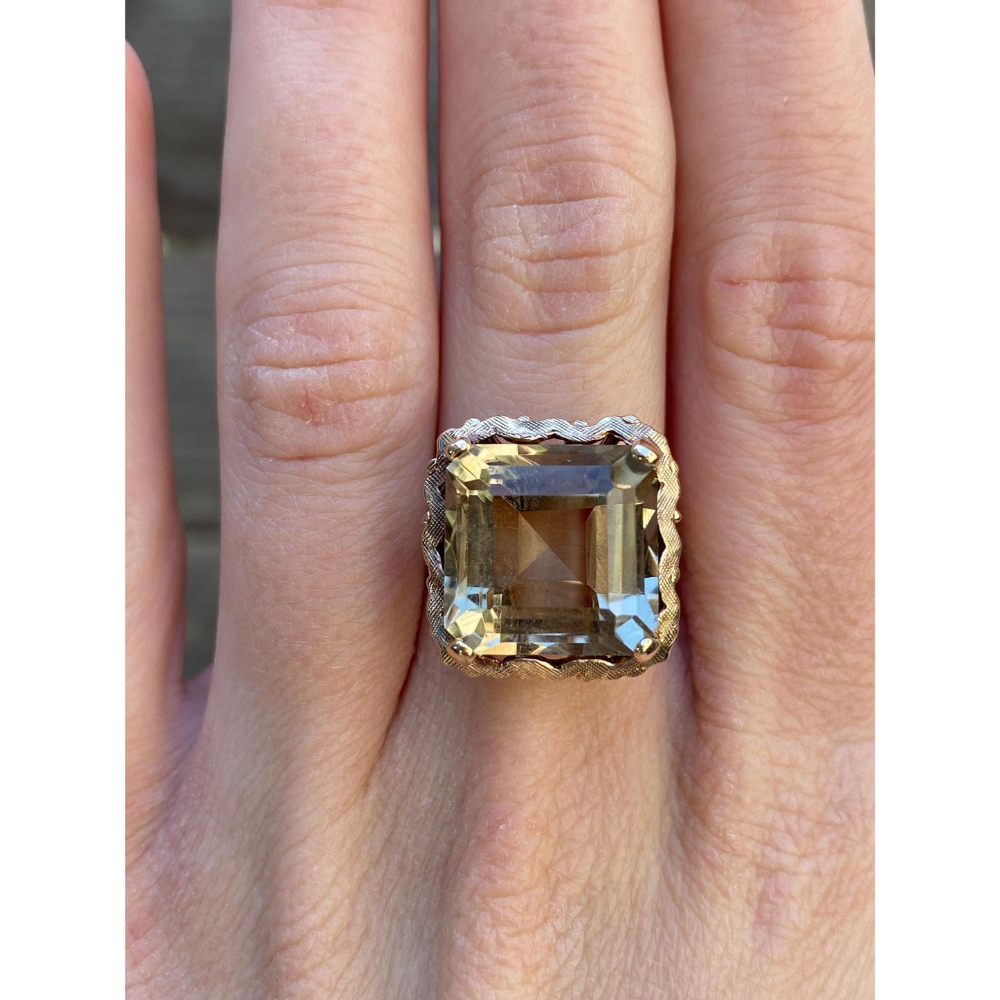 Vintage Solid 10k Yellow Gold Smokey Quartz Ring - Size 5.75