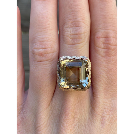 Vintage Solid 10k Yellow Gold Smokey Quartz Ring - Size 5.75
