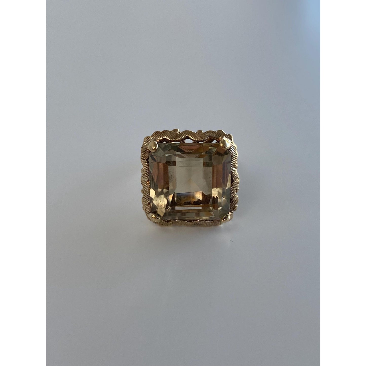 Vintage Solid 10k Yellow Gold Smokey Quartz Ring - Size 5.75