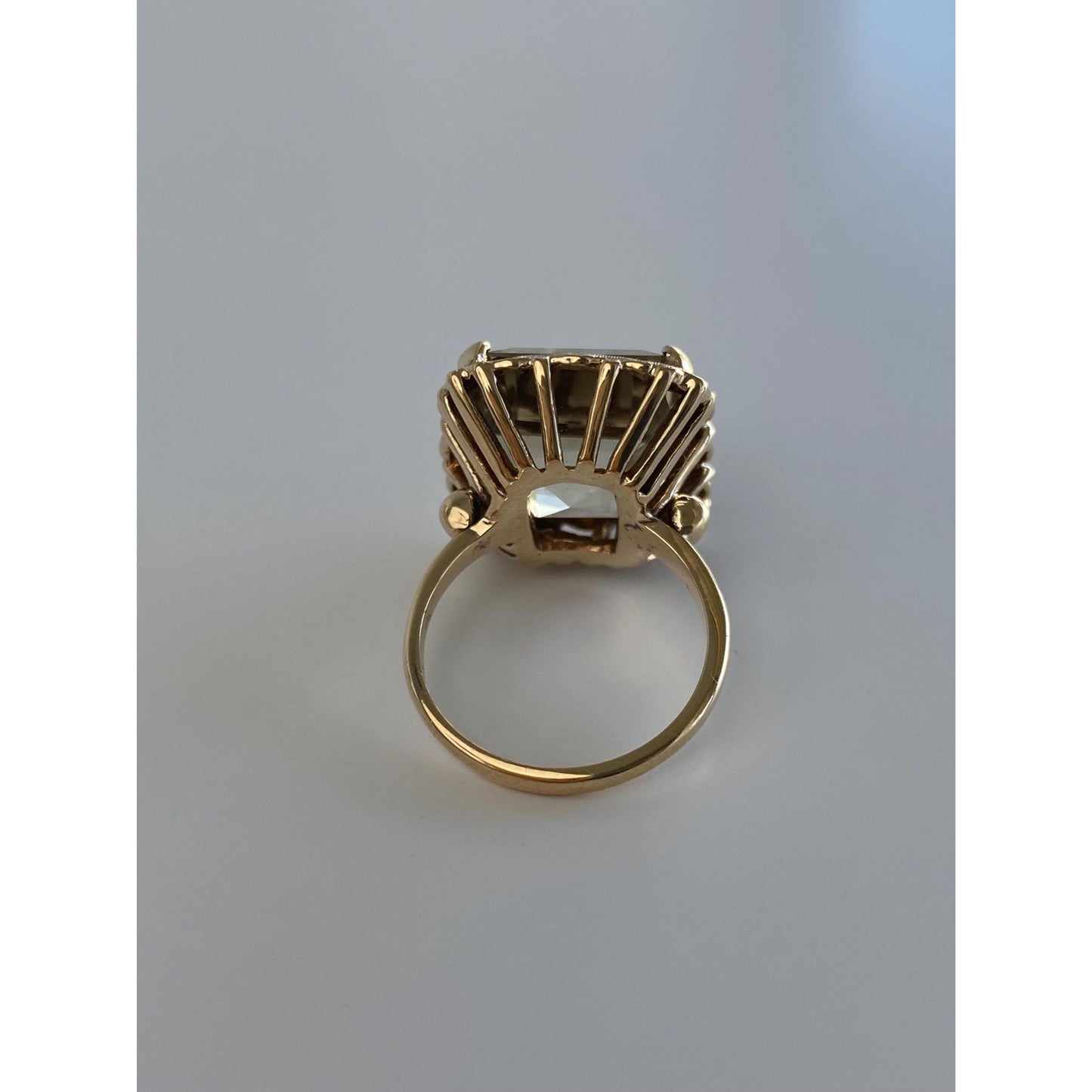 Vintage Solid 10k Yellow Gold Smokey Quartz Ring - Size 5.75