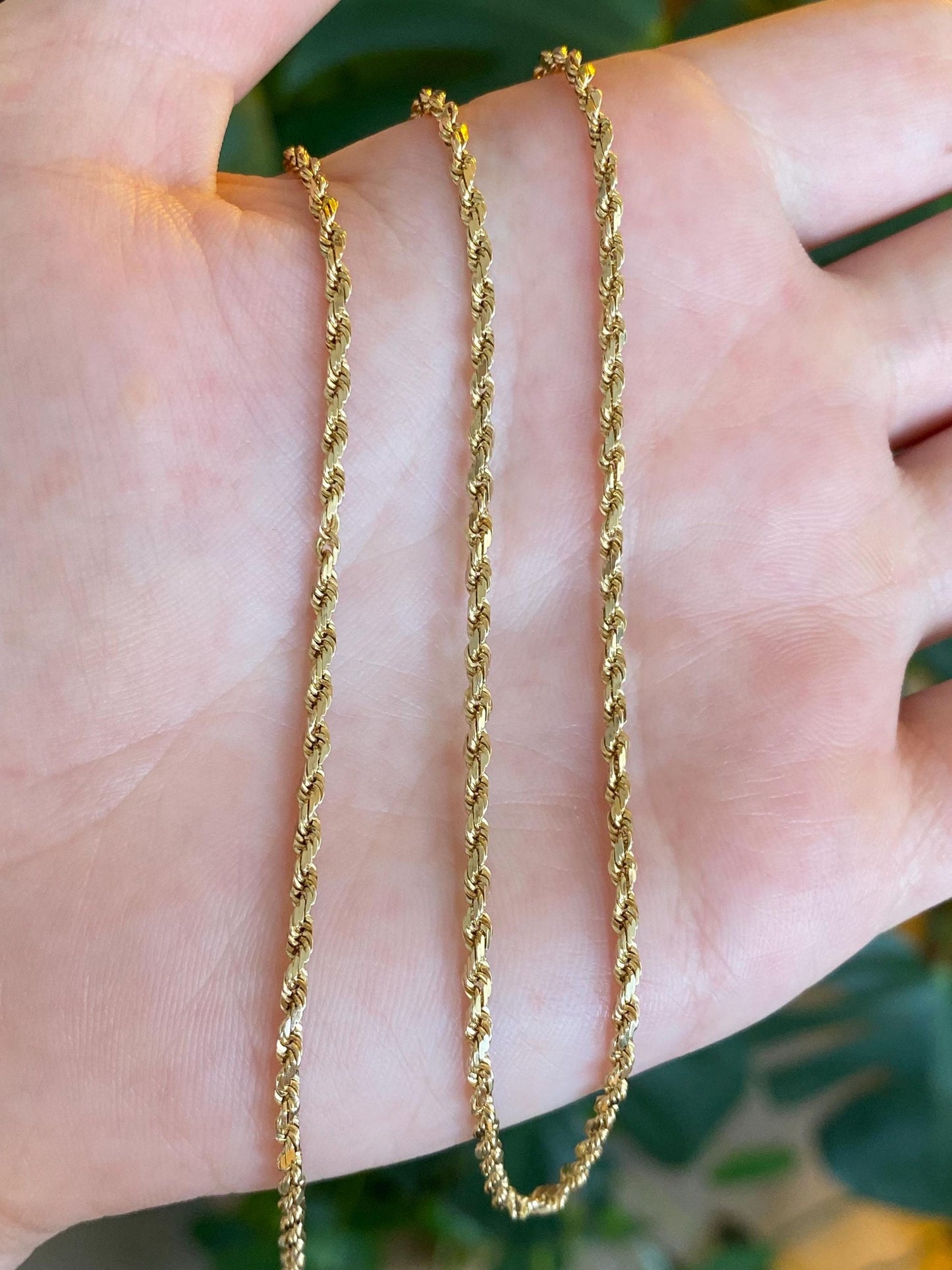 Vintage Solid 14k Yellow Gold Diamond Cut Rope Chain Necklace - 18.25 inches