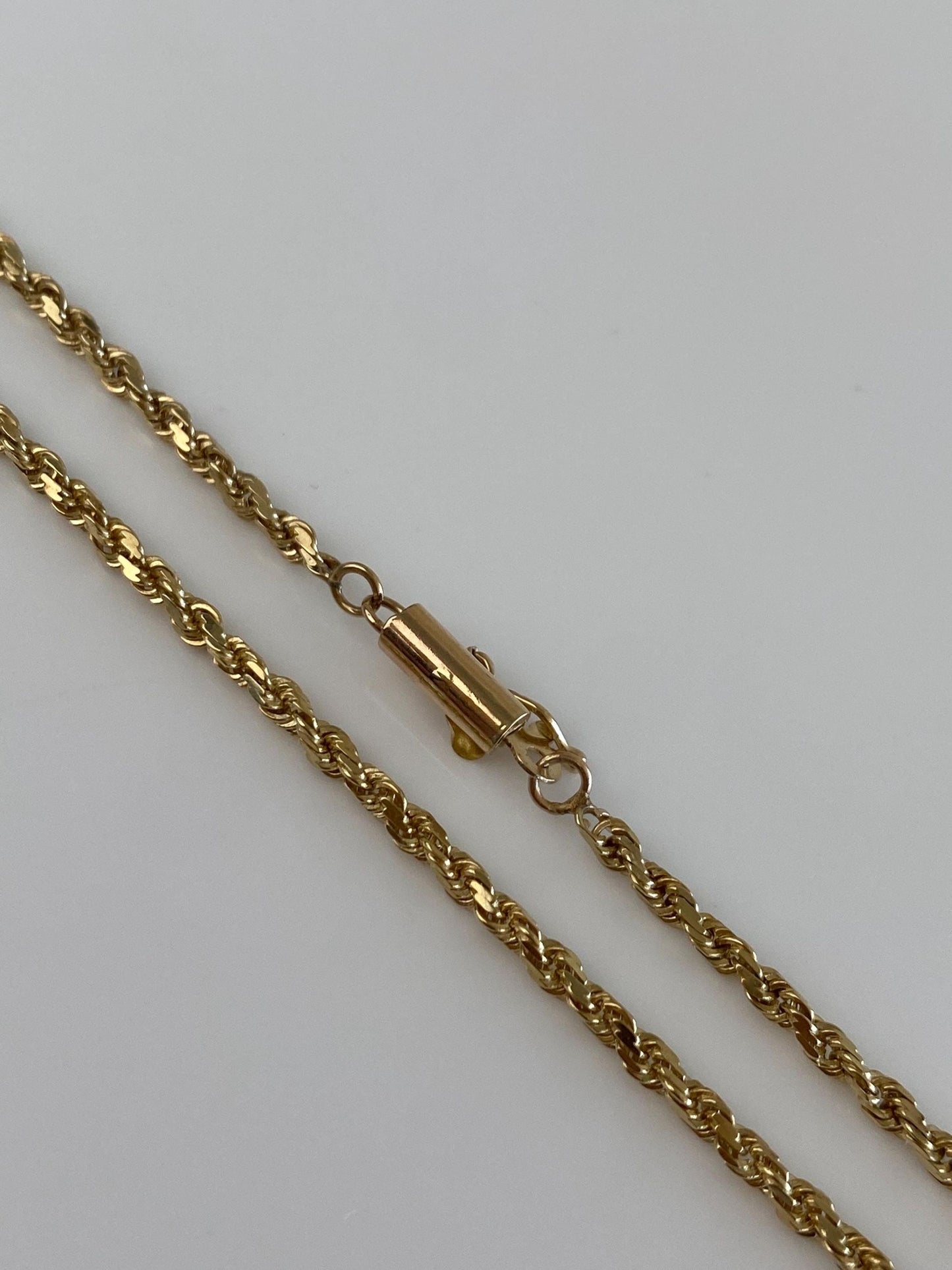 Vintage Solid 14k Yellow Gold Diamond Cut Rope Chain Necklace - 18.25 inches