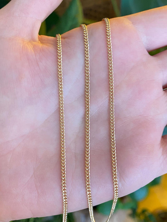 Vintage Solid 14k Yellow Gold Long Curb Chain Necklace - 24.25 inches