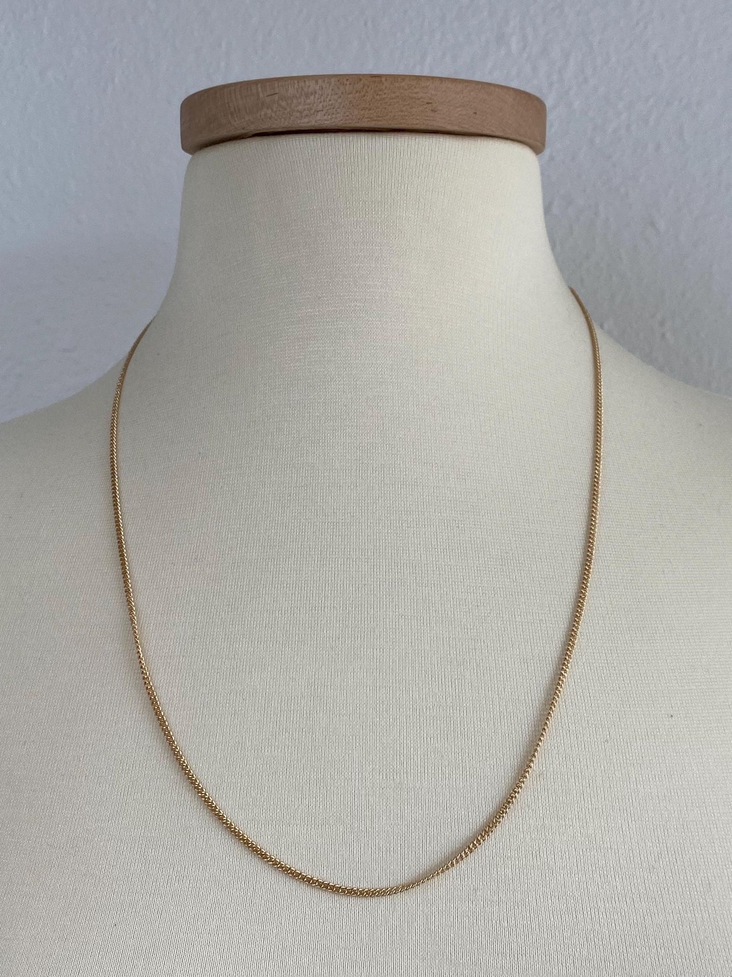 Vintage Solid 14k Yellow Gold Long Curb Chain Necklace - 24.25 inches