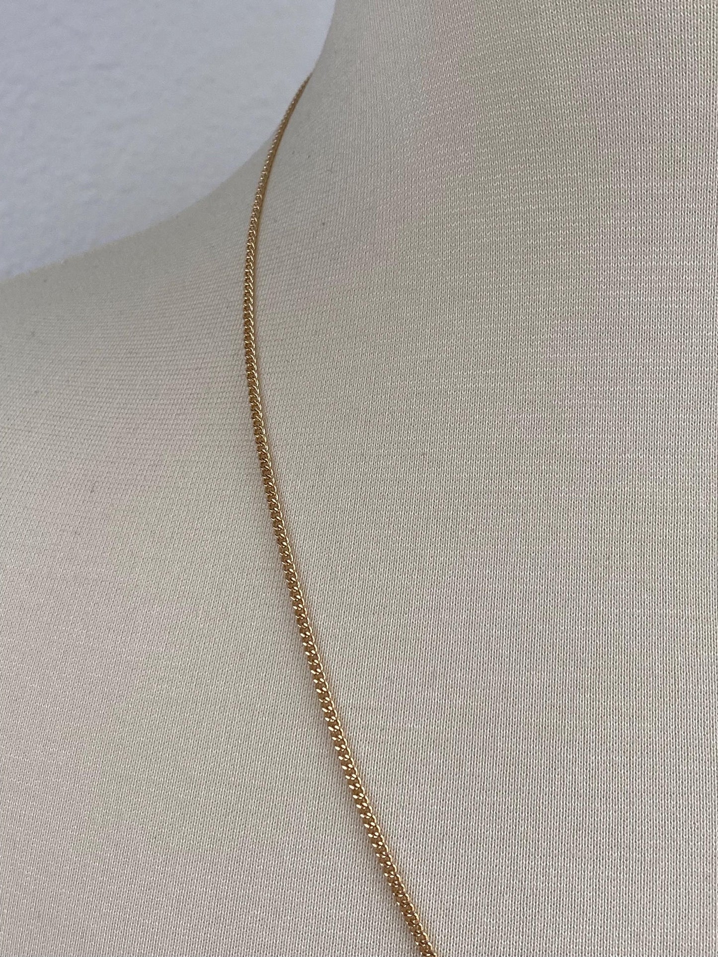 Vintage Solid 14k Yellow Gold Long Curb Chain Necklace - 24.25 inches