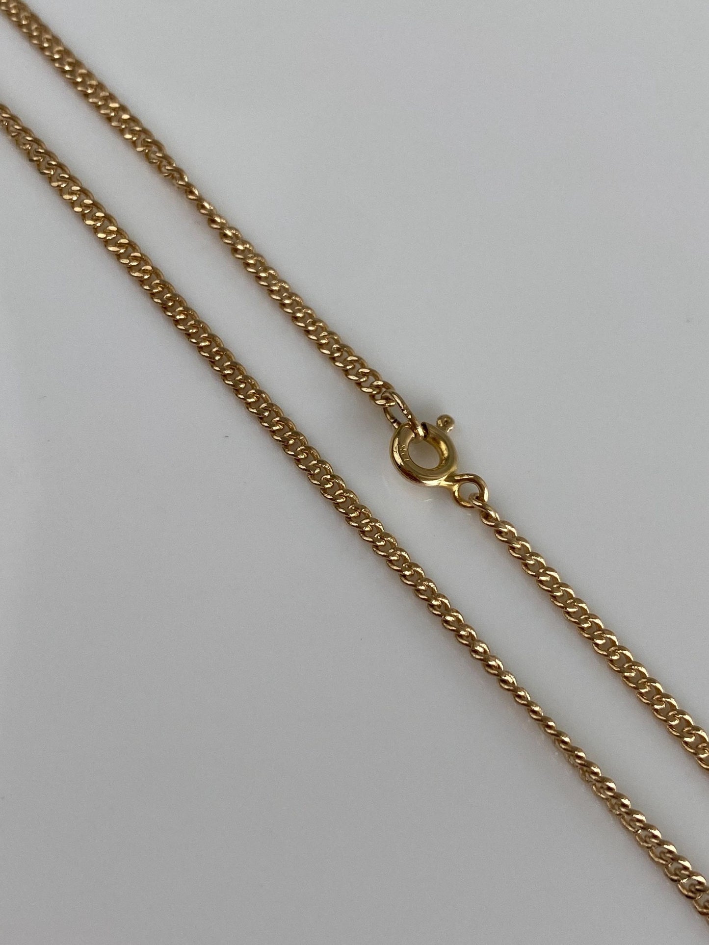 Vintage Solid 14k Yellow Gold Long Curb Chain Necklace - 24.25 inches