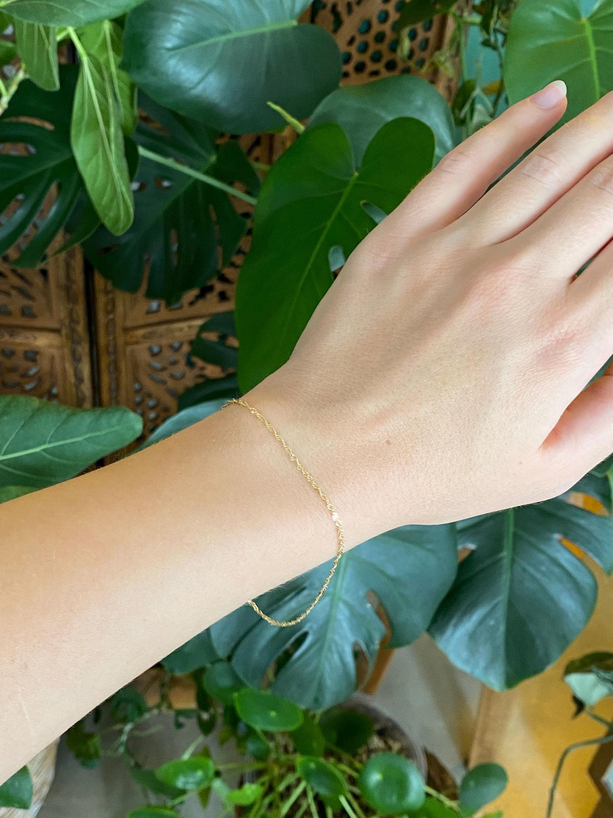 Vintage Solid 14k Yellow Gold Twist Chain Anklet - 9 inches