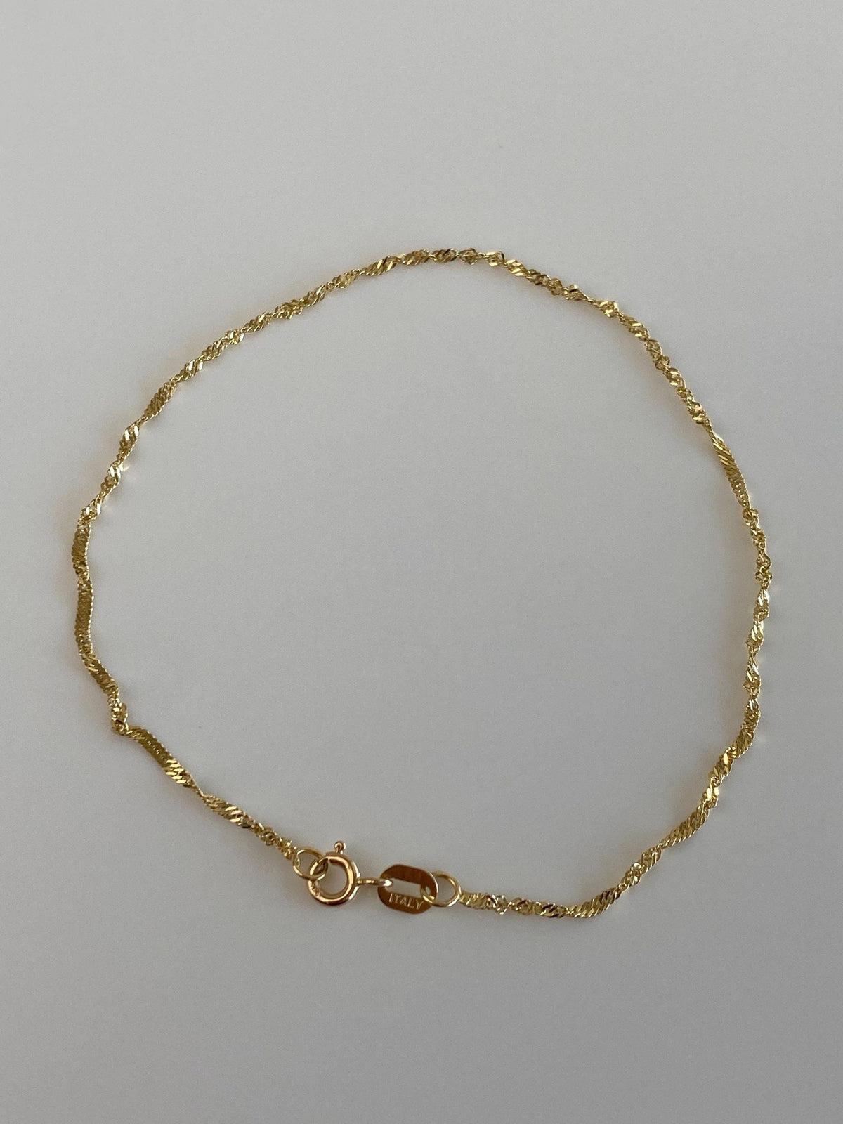 Vintage Solid 14k Yellow Gold Twist Chain Anklet - 9 inches