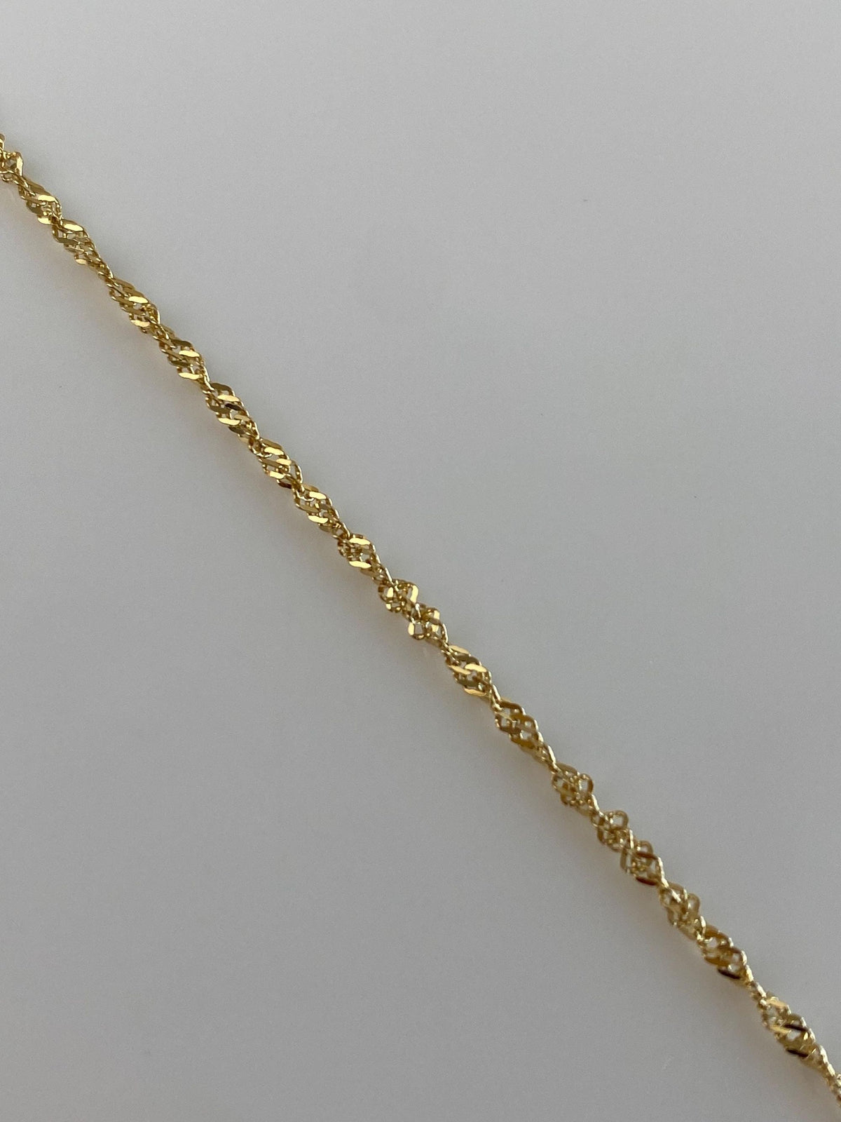Vintage Solid 14k Yellow Gold Twist Chain Anklet - 9 inches