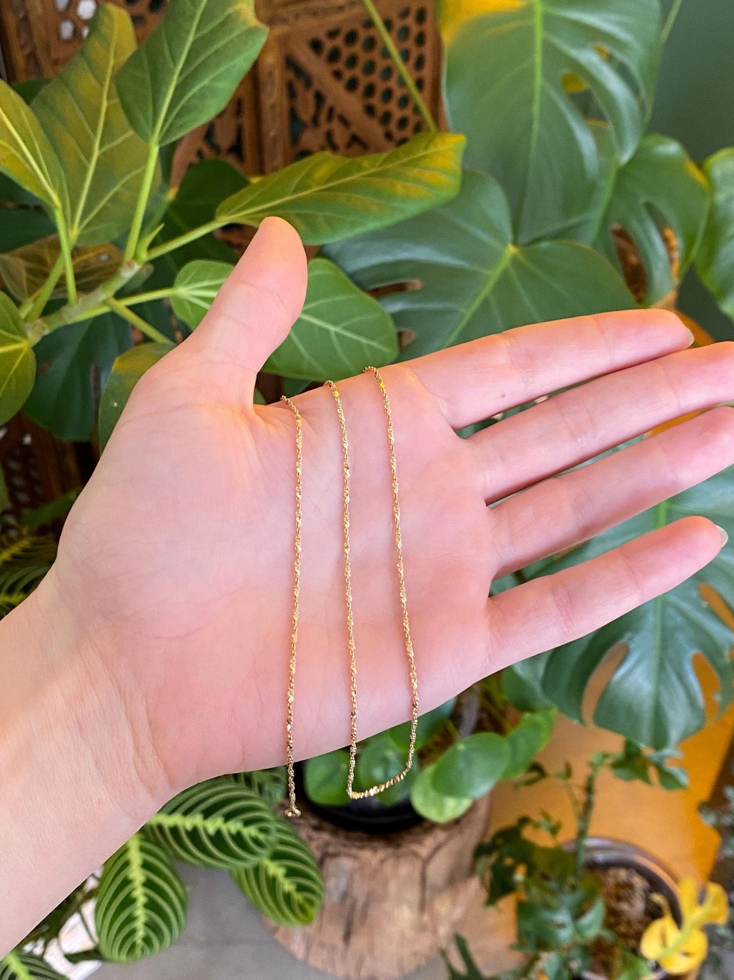 Vintage Solid 14k Yellow Gold Long Twisted Serpentine Chain Necklace - 24 inches