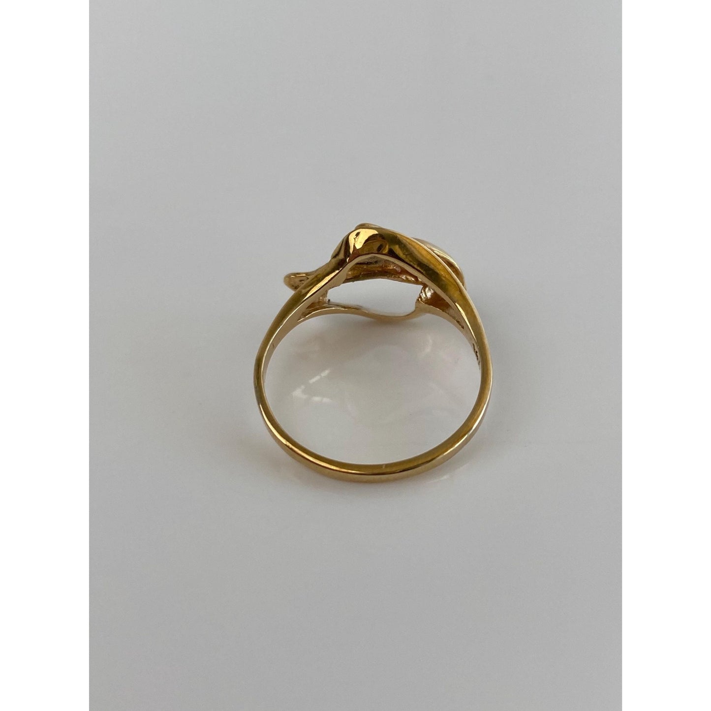 Vintage Solid 14k Yellow Gold Dolphin Ring - Size 7