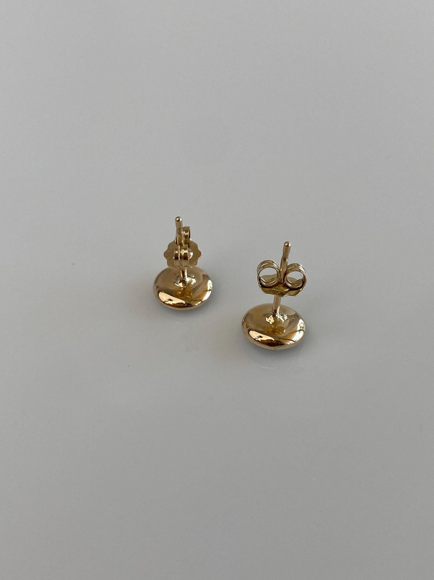Vintage Solid 14k Yellow Gold White Enamel Mother of Pearl Diamond Tie Tack Conversion Stud Earrings