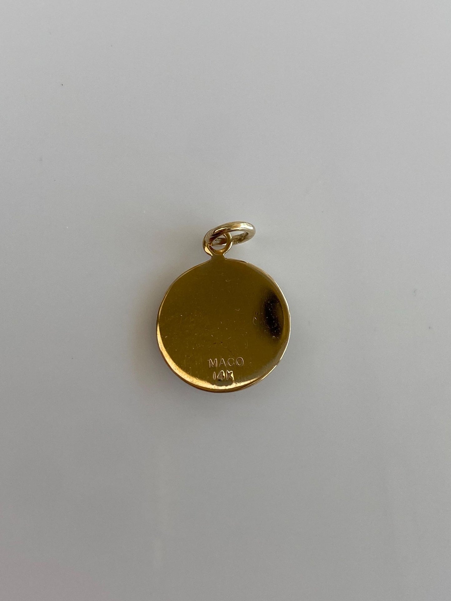 Vintage Solid 14k Yellow Gold Turquoise #1 Wheat Border Charm