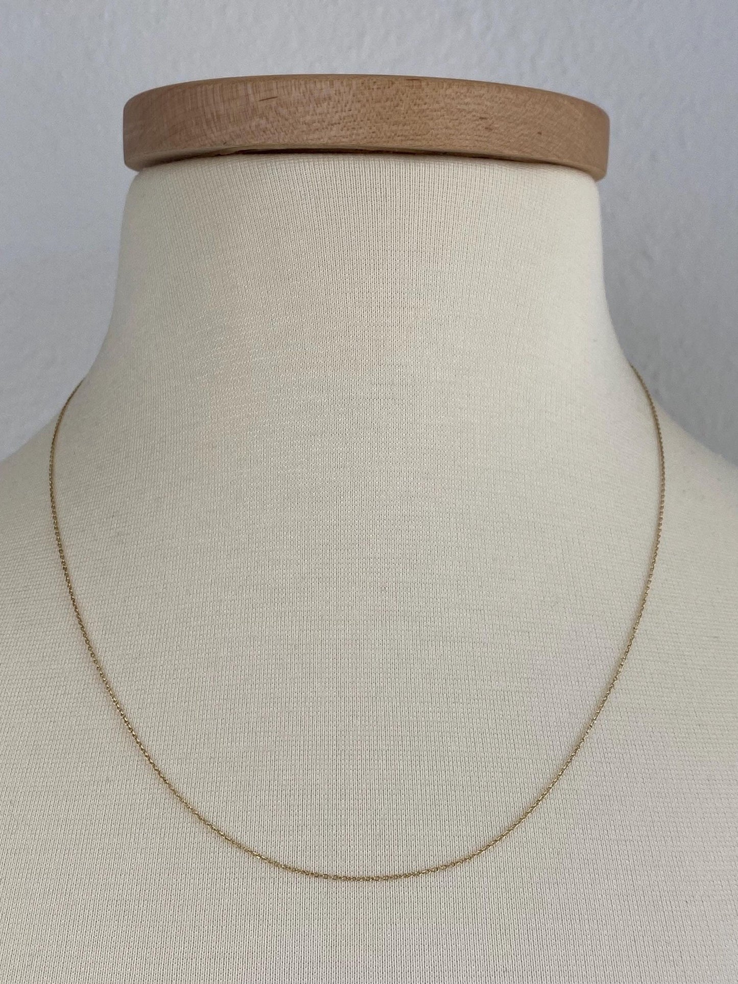 Vintage Solid 14k Yellow Gold Dainty Rolo Chain Necklace - 20 inches