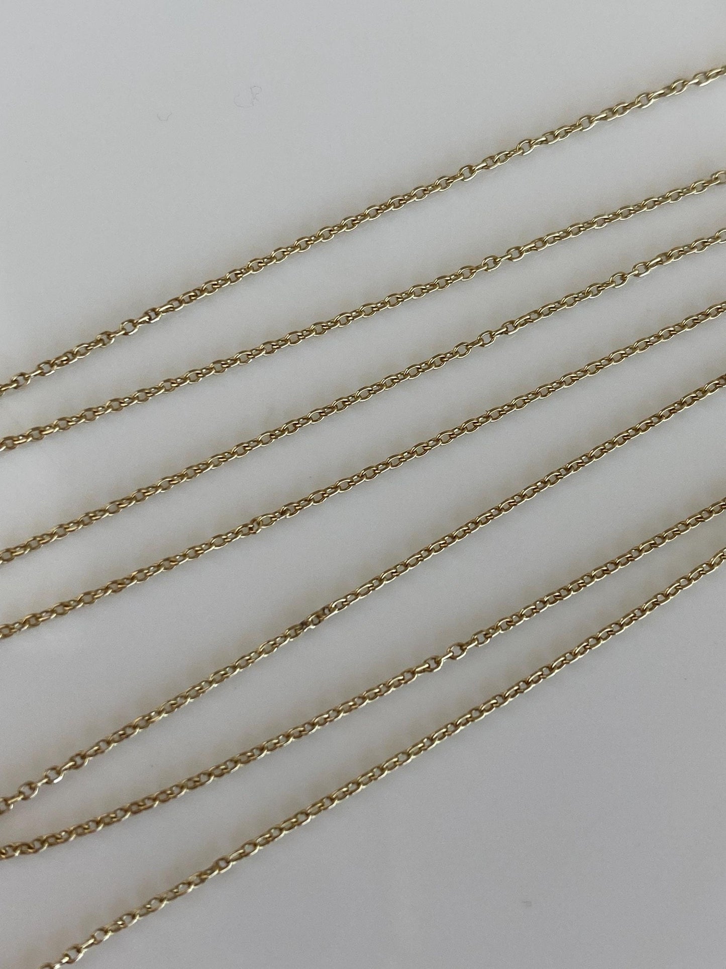 Vintage Solid 14k Yellow Gold Dainty Rolo Chain Necklace - 20 inches