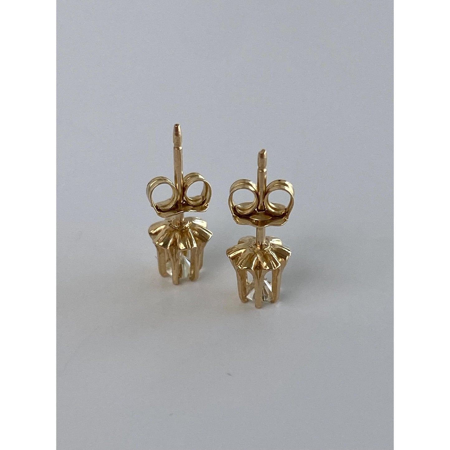 Vintage Solid 14k Yellow Gold Diamond Stud Earrings