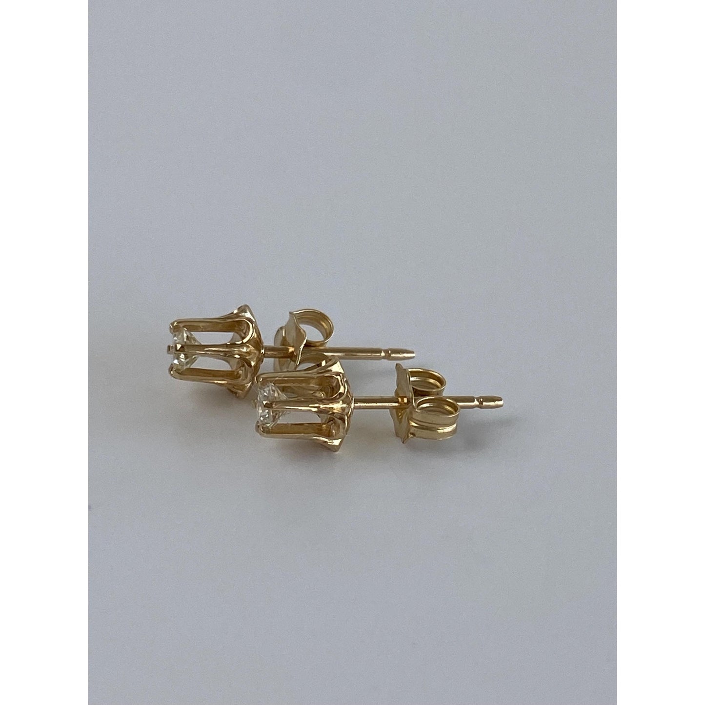 Vintage Solid 14k Yellow Gold Diamond Stud Earrings