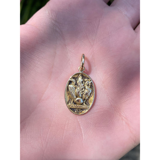 Vintage Solid 14k Yellow Gold Military Field Service Cufflink Conversion Charm