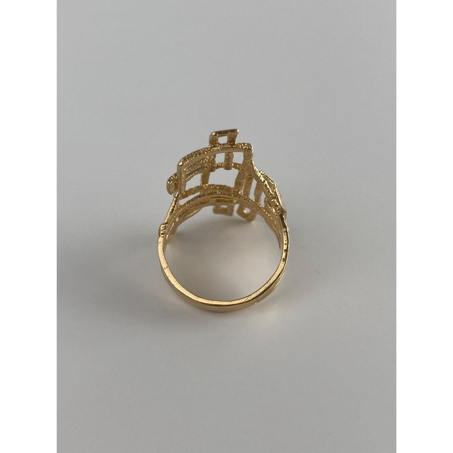 Vintage Solid 14k Yellow Gold Cubist Ring - Size 6.25